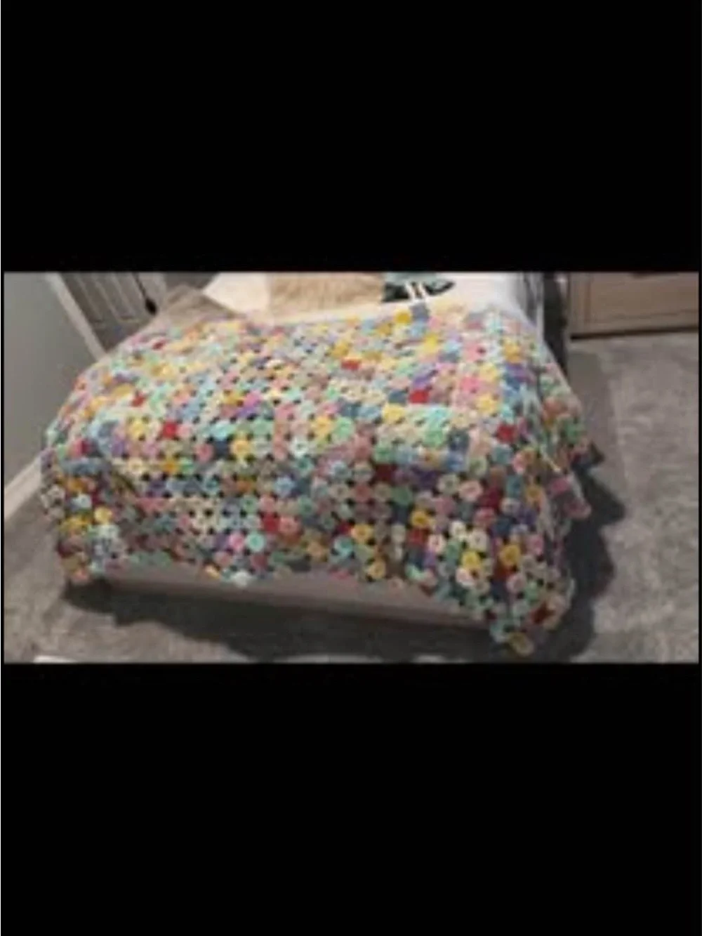 Handmade Multicolor Crochet Yo-Yo Throw Blanket - Home Bedding